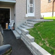 Brick retaining wall and stairs