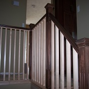 Dark railings with white balusters